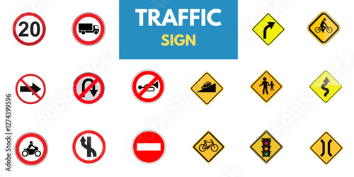 Set of road signs and traffic light vectors. Traffic signs collection. Signs of danger, mandatory, obligations, animal crossing, and alerts. Supplementary and routing table. Temporary traffic signs.