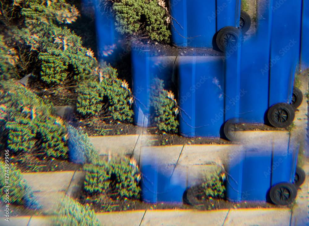 blue trash can through a prism blue trash can through a prism