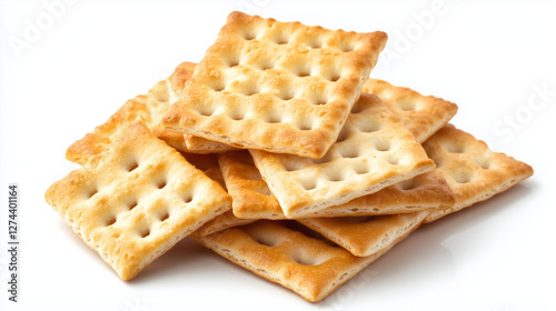 saltine crackers isolated on white photo