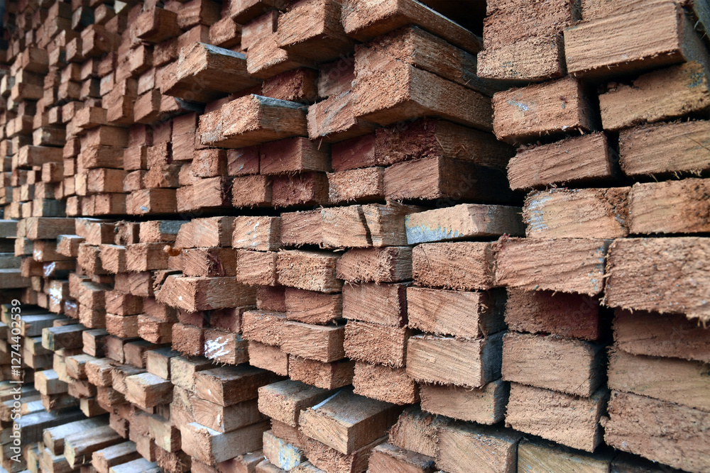 pile of timber wood in warehouse, perspective of wood stack in sawmill, construction material pile of timber wood in warehouse, perspective of wood stack in sawmill, construction material