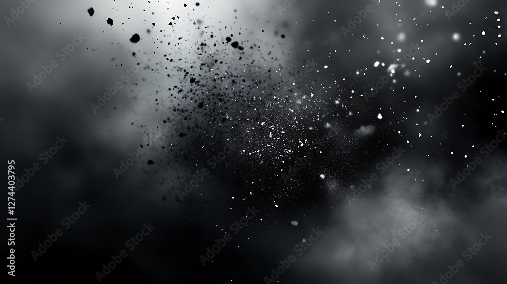 Obraz premium black dust particles in mid air, conveying intense motion and energy