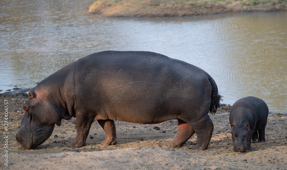 Afrikanische Tiere Flusspferde genannt Nilpferd - Hippo, im Krüger National Park - Kruger Nationalpark Südafrika Afrikanische Tiere Flusspferde genannt Nilpferd - Hippo, im Krüger National Park - Kruger Nationalpark Südafrika