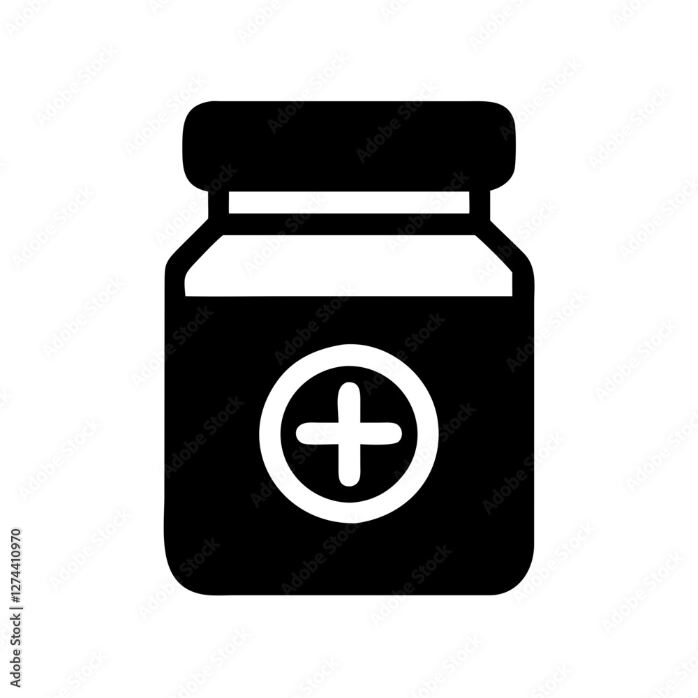 Obraz premium jar with a plus symbol icon design