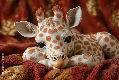 Cute Sleeping Baby Giraffe Sculpture – Handcrafted Animal Figurine Decor