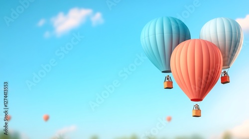 hot air balloons in blue sky festival background