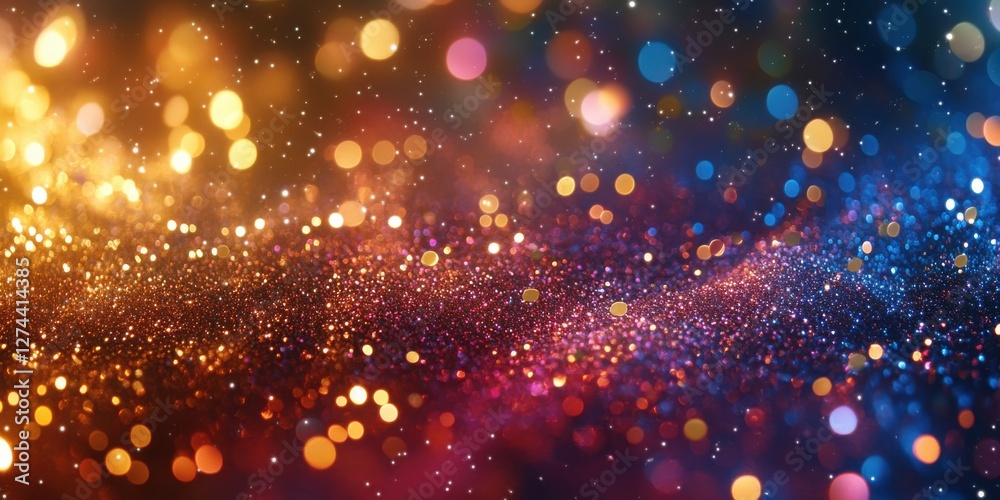Obraz premium Vibrant Abstract Background with Shimmering Bokeh Lights in Multiple Colors Perfect for Festive Occasions and Creative Projects