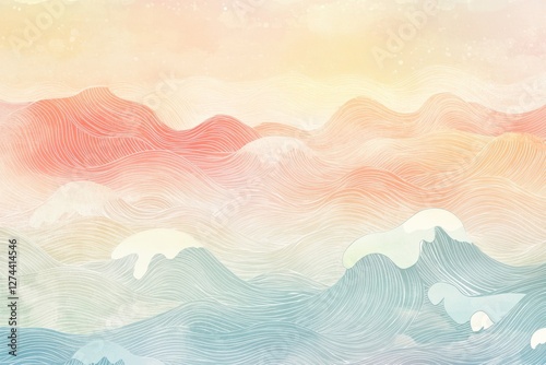 A hand-drawn name icon with calming wave patterns and pastel highlights,