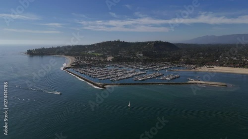 Aerial View of Santa Barbara Harbor and The Mesa, Santa Barbara, California