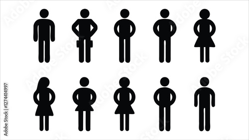 Simple Black Pictogram Icons Male, Female, People Symbols