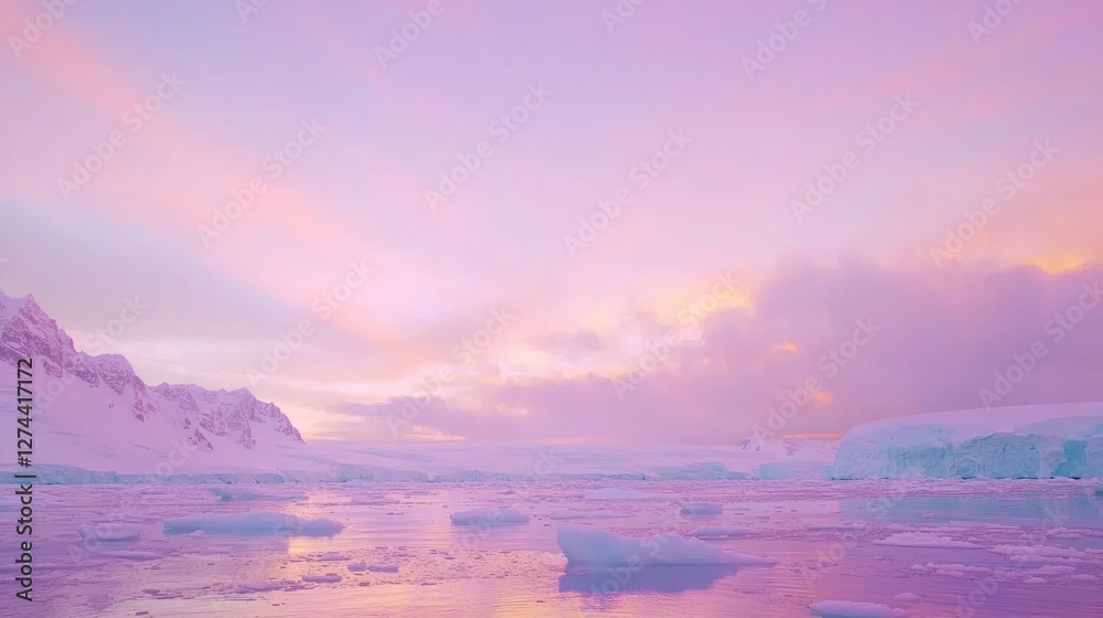 Fototapeta premium Pastel Horizon Ablaze with Colorful Hues During Serene Twilight