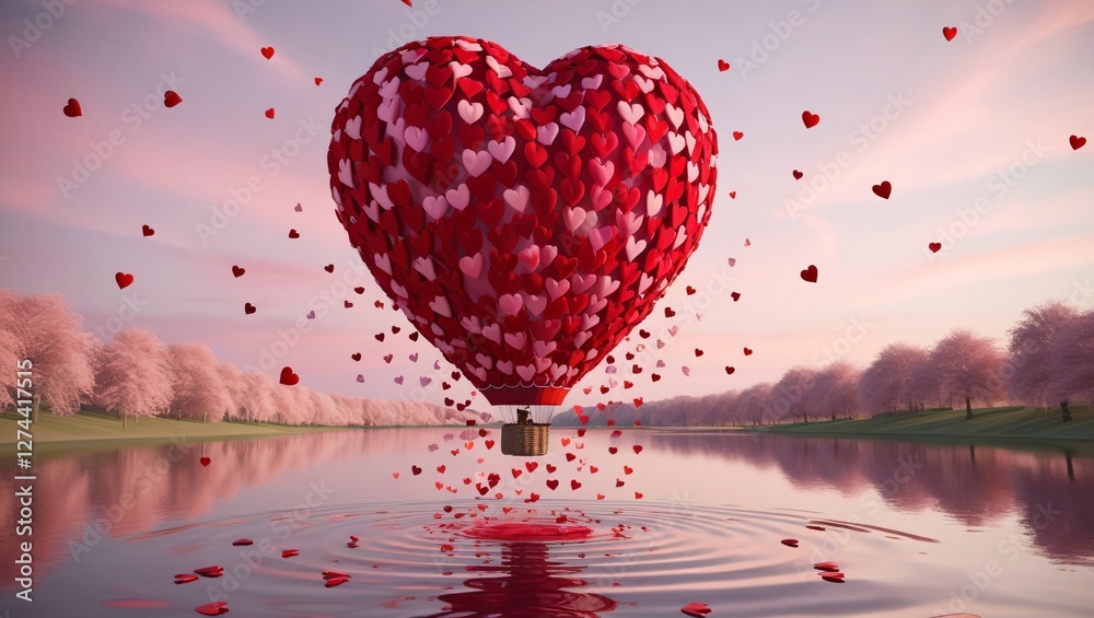 heart shaped balloons , AI Generated.