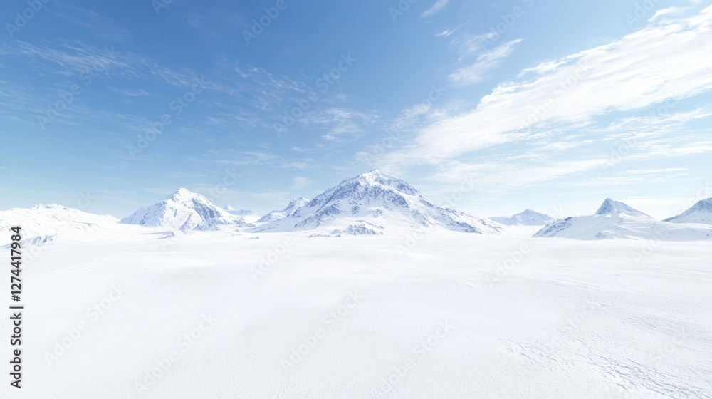Obraz premium Frosty Volcano Slopes Surrounded by Dusted White Landscape