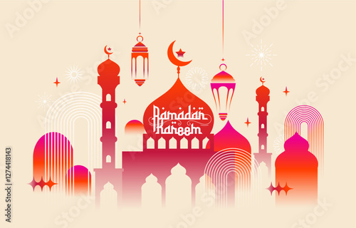 modern abstract  style Ramadan kareem colorful designs