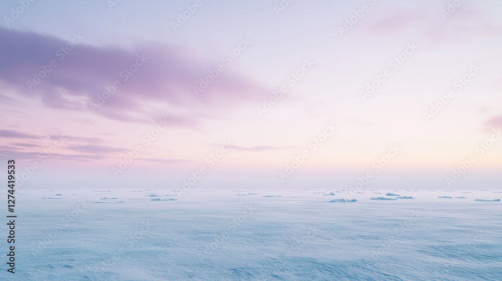 Obraz premium Serene Ambient Landscape with Ice Haze and Soft Pink Horizon