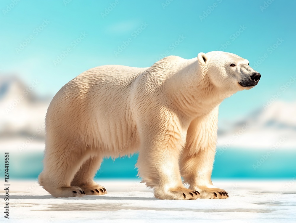 Fototapeta premium polar bear walking on snowy ice arctic wildlife