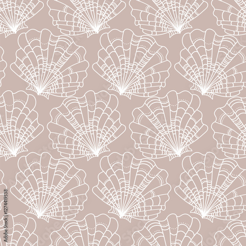 Shell motifs. Seamless background for fabrics, textiles, packaging and wallpaper. Vector illustration	