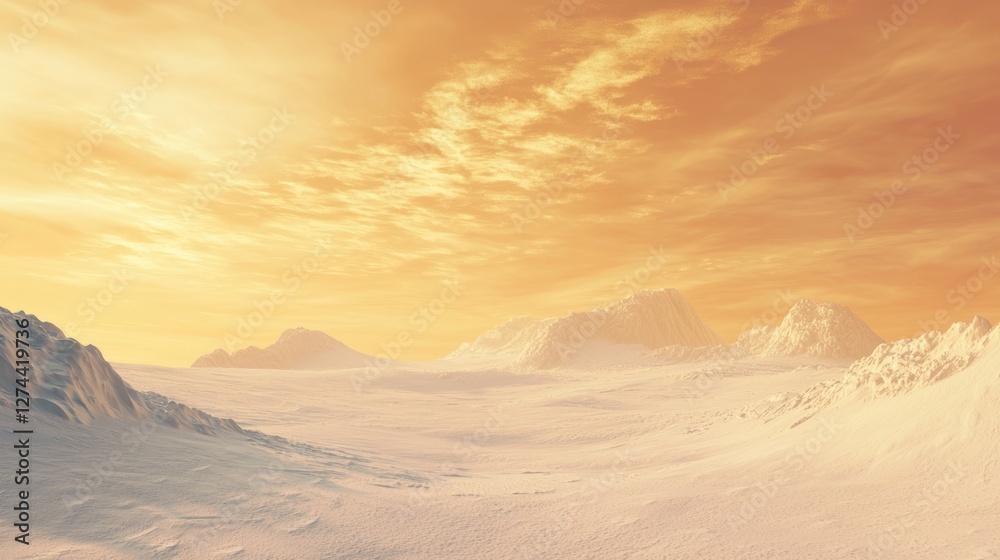 Naklejka premium Faint Warm Glow Over Stark Landscape at Dusk or Dawn