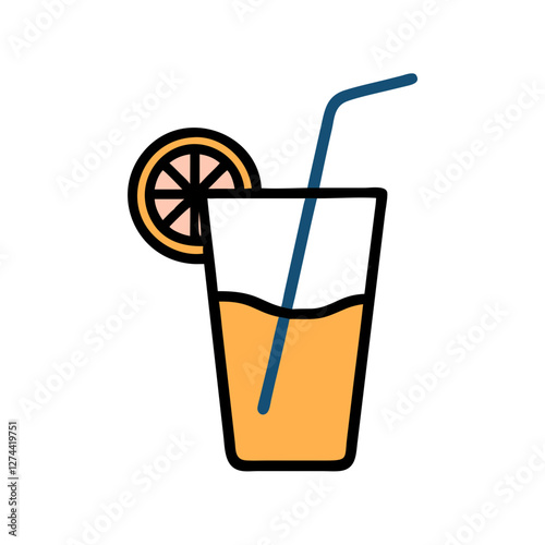 juice glass with straw icon design