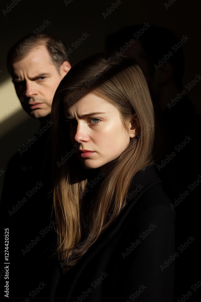 Woman Feeling Trapped, Uncomfortable Confrontation, Office Power Dynamics, Workplace Harassment Woman Feeling Trapped, Uncomfortable Confrontation, Office Power Dynamics, Workplace Harassment