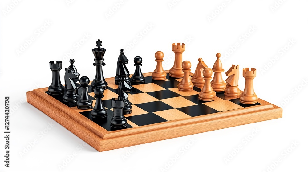 chessboard with chess pieces mid-game strategy chessboard with chess pieces mid-game strategy