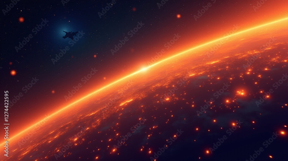 Obraz premium Captivating depiction of celestial bodies transitioning from darkness to light.