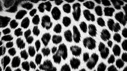 Seamless Black and White Snow Leopard Print 