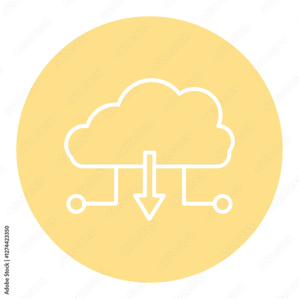 Download File on Cloud Icon Download File on Cloud Icon