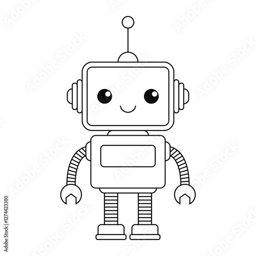 Cute kawaii robot vector illustration. Adorable cartoon outline for coloring book, kids activities, and technology design.