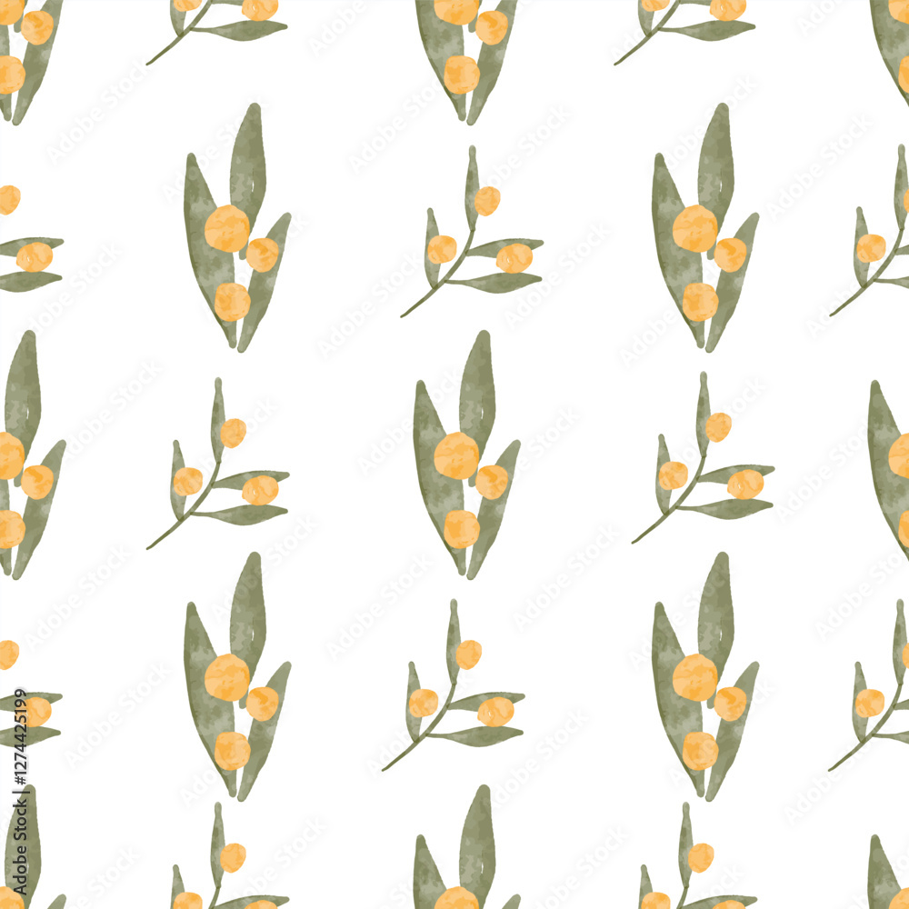 Watercolor Olive Leaf Seamless Pattern Watercolor Olive Leaf Seamless Pattern