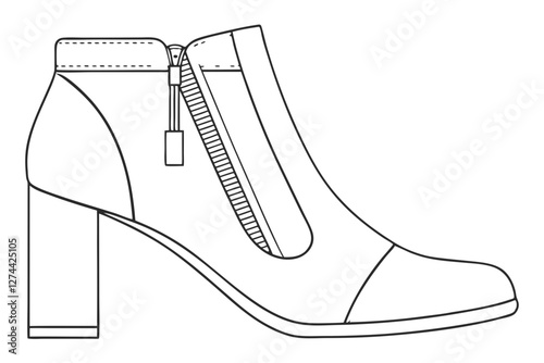 Trendy Ankle Boots Vector | Fashion Footwear Side View Illustration