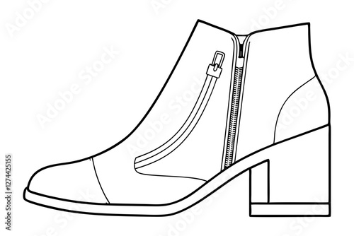 Trendy Ankle Boots Vector | Fashion Footwear Side View Illustration