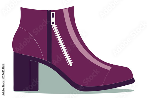 Trendy Ankle Boots Vector | Fashion Footwear Side View Illustration