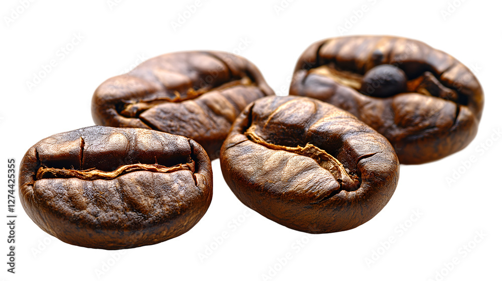 Falling Coffee Beans Aromatic and Fresh, Caffeine Energy for Food Themes, isolated on transparent background. Falling Coffee Beans Aromatic and Fresh, Caffeine Energy for Food Themes, isolated on transparent background.