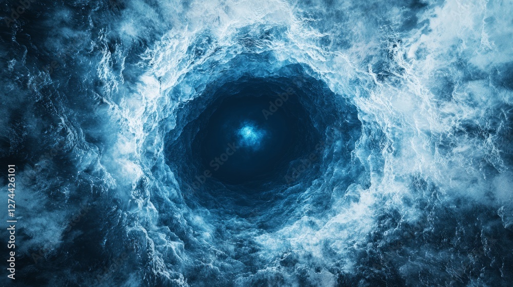 Fototapeta premium Dramatic Overhead Perspective of a Spiraling Water Formation