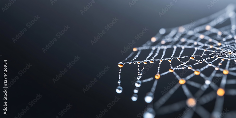 Obraz premium raindrops on spiderweb close-up intricate nature