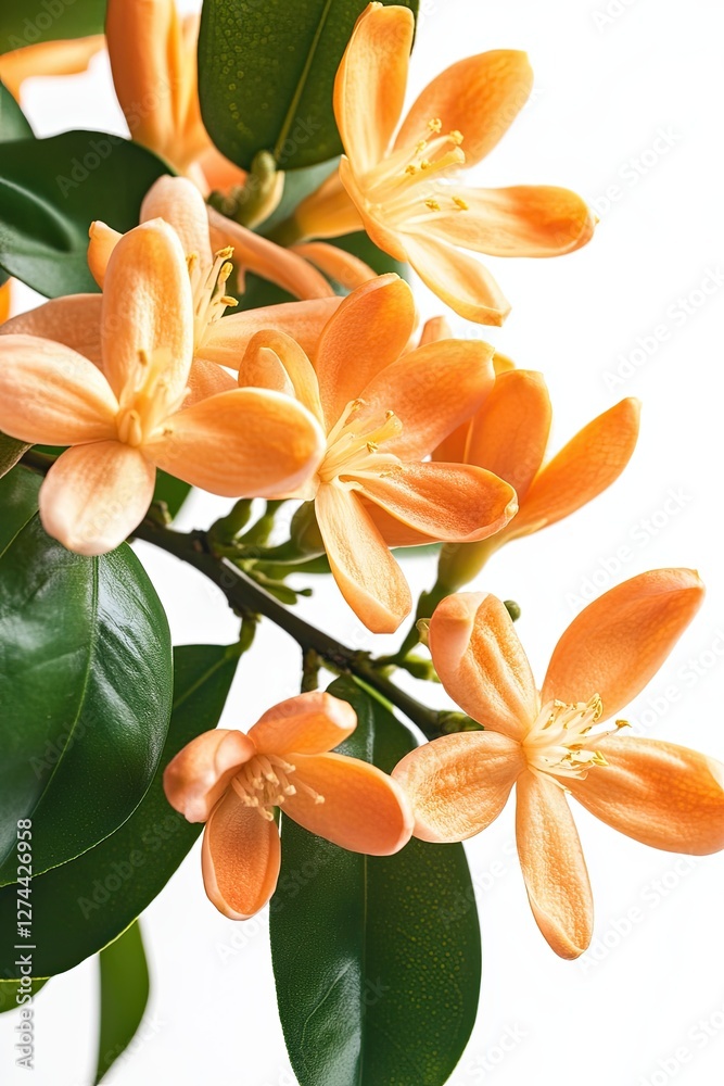 Fototapeta premium Orange tree flowers bunch closeup isolated on white