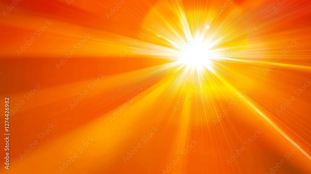 Vibrant Sunburst Background Bright Orange Rays and Glowing Light