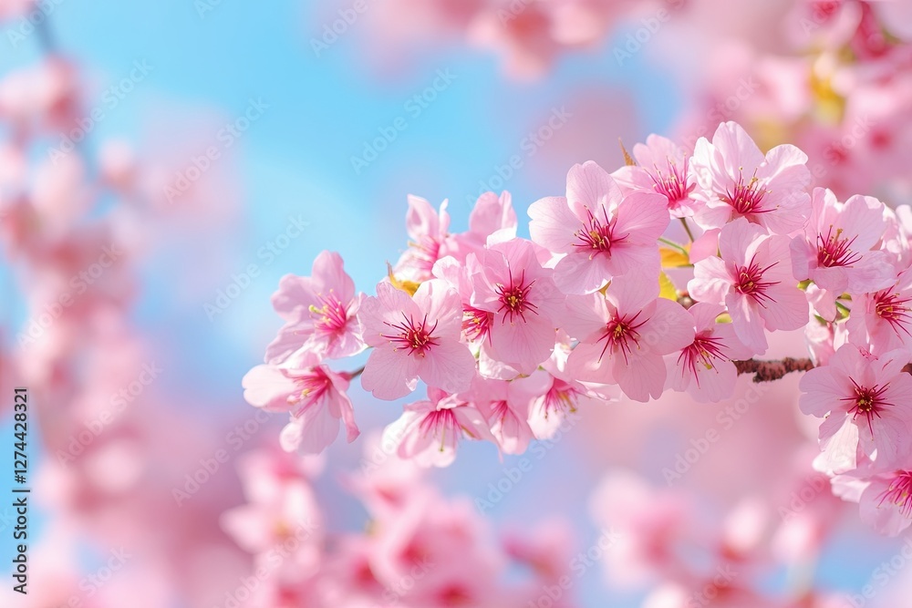 Spring banner, cherry blossom branches against blue sky outdoors. Pink sakura flowers, copy space. shallow depth of field. Spring banner, cherry blossom branches against blue sky outdoors. Pink sakura flowers, copy space. shallow depth of field.