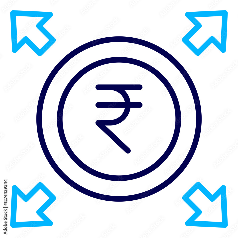 Rupees Profits Outline Color icon