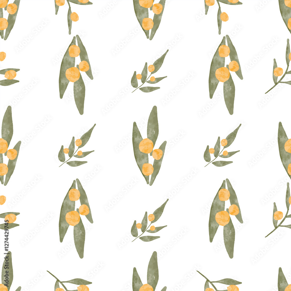 Watercolor Olive Leaf Seamless Pattern Watercolor Olive Leaf Seamless Pattern