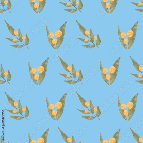 Watercolor Olive Leaf Seamless Pattern