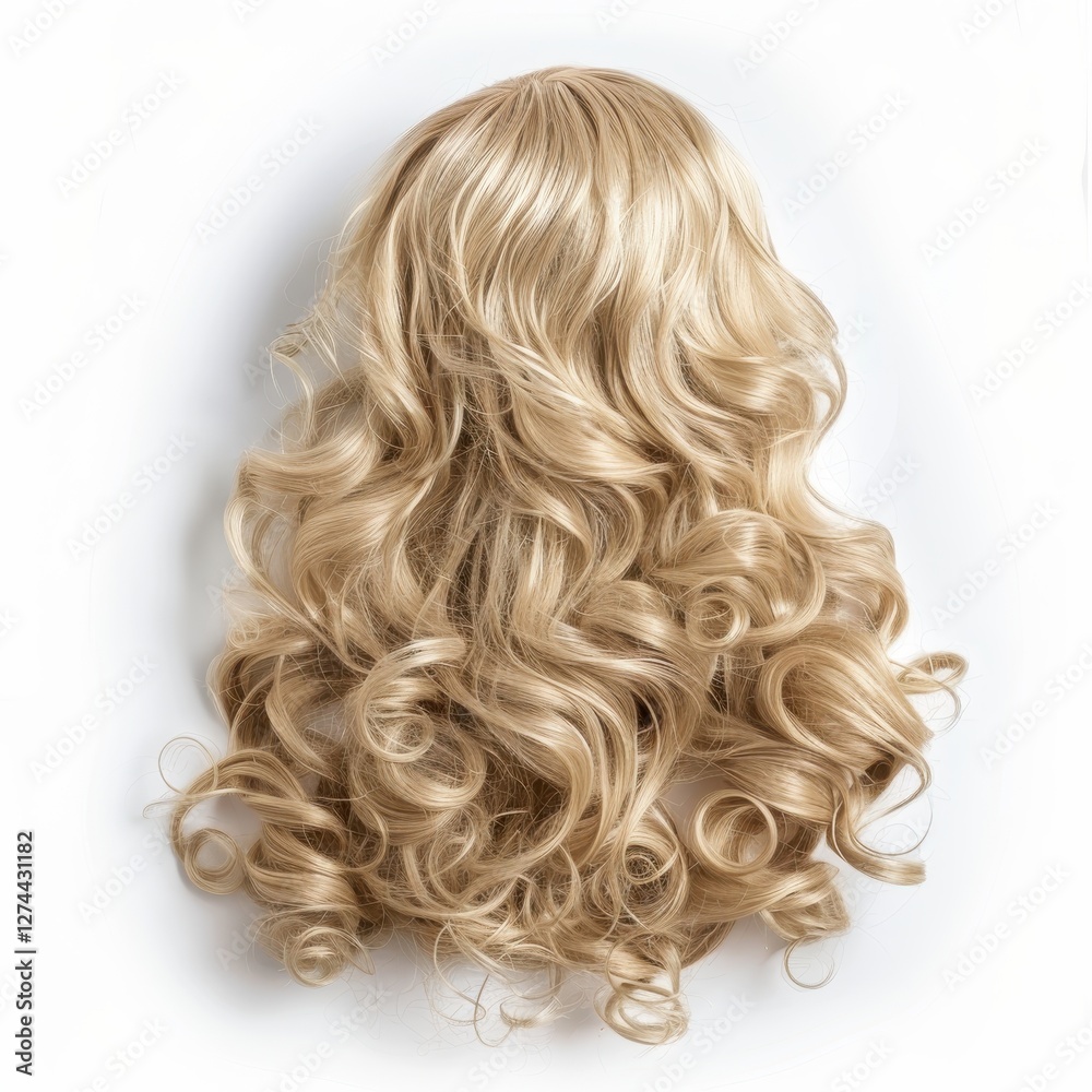 Fototapeta premium Blond curly wig display isolated background fashion product studio view