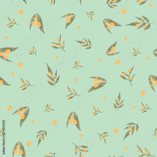 Watercolor Olive Leaf Seamless Pattern