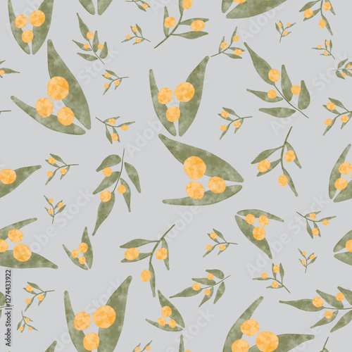 Watercolor Olive Leaf Seamless Pattern
