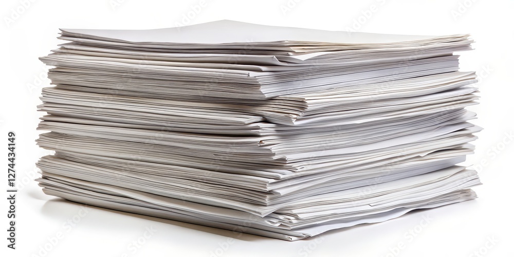 Stack of White Paper Sheets on White Background Stack of White Paper Sheets on White Background