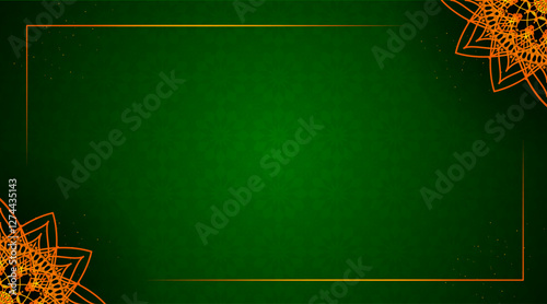 Eid special blog writing frame | Floral background with line for ramadan, eid, banner, futuristic, presentation, decoration, greeting | Floral pattern with golden, forest green color 