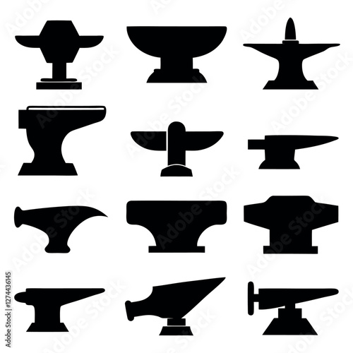 Black Silhouette Anvil Collection for Design and Crafts