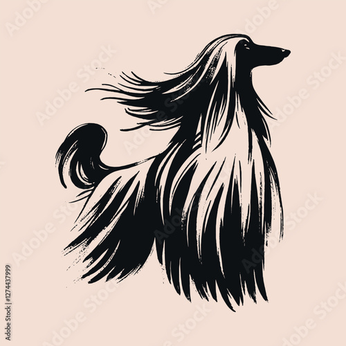 Minimalistic Afghan Hound art vector illustration 