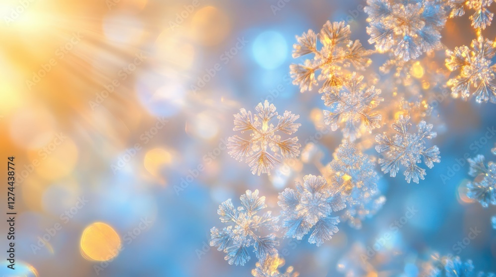 Blurred Snowflakes in Winter Glow Blurred Snowflakes in Winter Glow