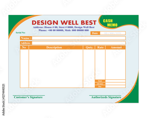 Cash Memo, Invoice Design 